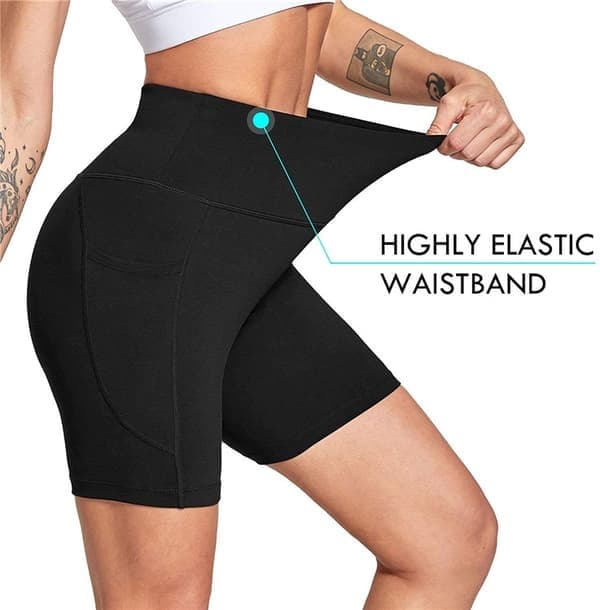 Träningsshorts för damer med hög midja, yogaleggings, magkontroll, grå, storlek M Grey M