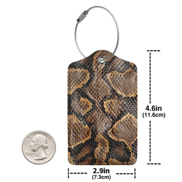 2-pak PU-læder bagagemærker til kufferter - Slangeprint Snake Print