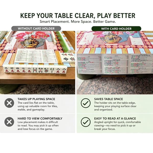 expgaze Mahjong kortholder til bord, under måtte, skyd ind, vinklet visningsstativ, foldbart 3D-printet pladsbesparende tilbehør til amerikansk E-01