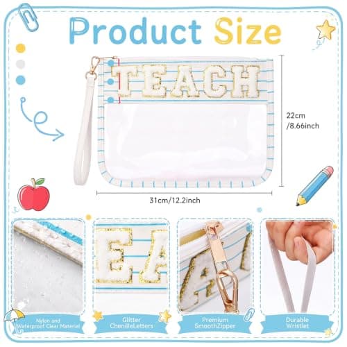 TEACH Chenille bogstav makeuptaske, takkegave, linjeret notesbog Line Notebook