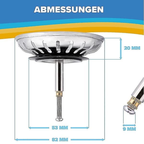 79/82 mm for Blanco erstatning justerbar kjøkkenvask sil i rustfritt stål med pluggfunksjon
