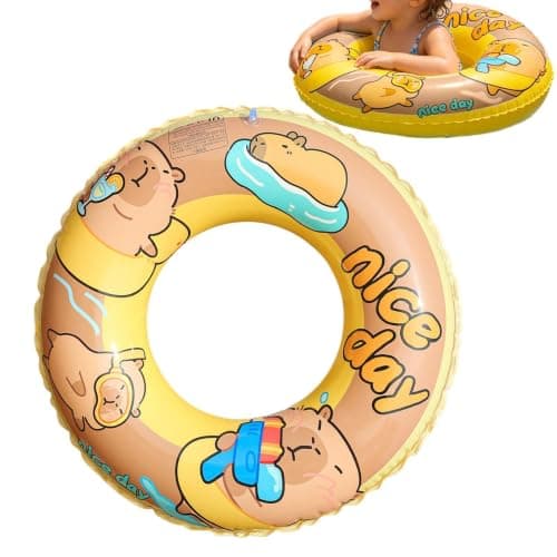 Uppblåsbara poolringar Tecknad Capybara – –Läckagesäker PVC Uppblåsbar Simring Dark Coffee