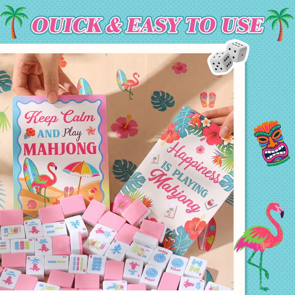 4 stk Mahjong Shuffler Tile Mixing Card, Lys, Lineær, Hawaii Bright / Linear / Hawaii