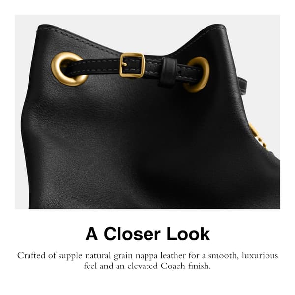 Coach Damväska i läder Jade Drawstring Bucket Bag Black