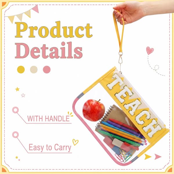 TEACH Chenille bogstav makeuptaske, takkegave, blyant Pencil