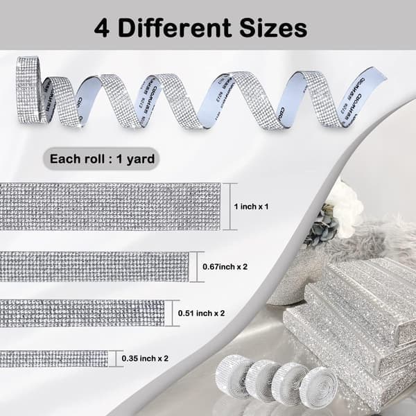 Rhinestonebånd 7 ruller 7 meter selvklebende diamantbling-rhinesteinstriper