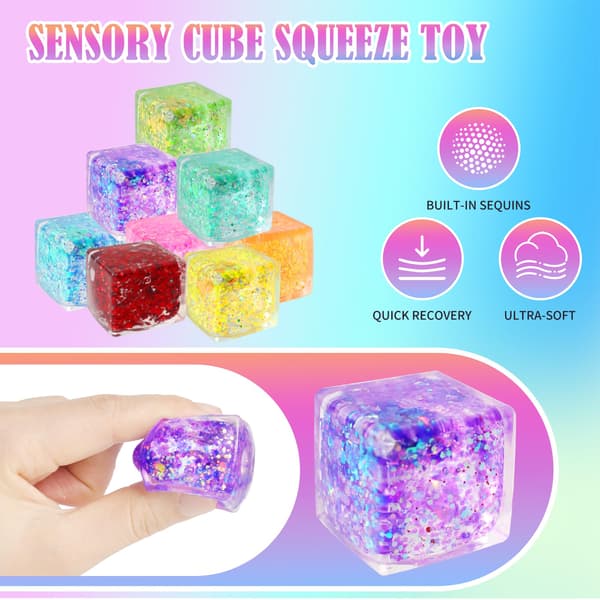 24-pack långsamt stigande isbit Squishy Stressbollar, Stresskub för vuxna och barn 24p Stress Cube