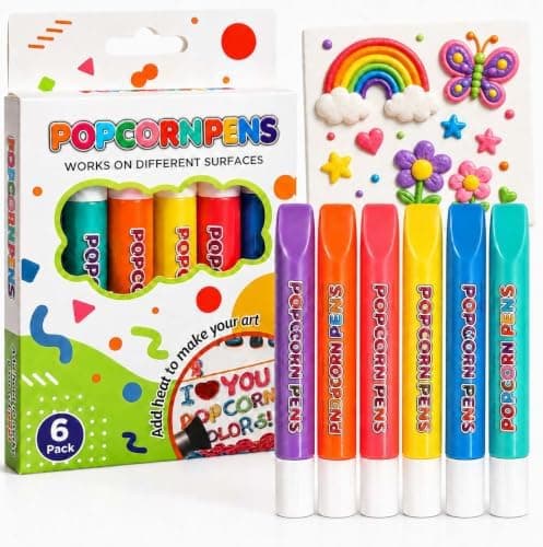 Popcorn Puffy Pens, 3D Magic Drawing Pen 6-värinen kuplataidetussisetti (#A) #A