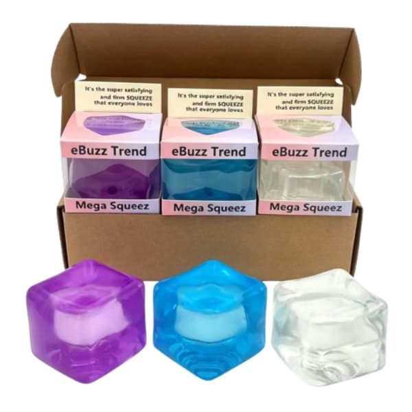 Premium Mega Squeeze Stresskub, Squishy Fidgetleksak, Barn & Vuxna, Blå Blue
