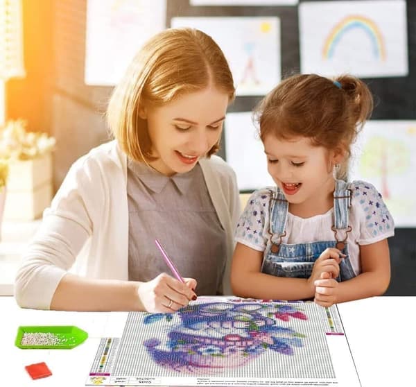 Diamantmaling & Diamantmaling - 5D Full Drill DIY Kunstsett (30×30 Cm), Nisse med Blomster