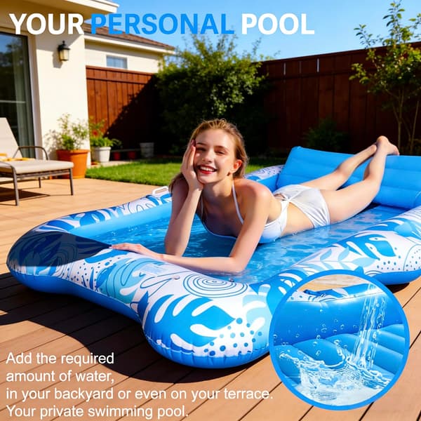 Oppustelig Tanning Pool Lounger Flyder til 2 Personer Inflatable Pool Float