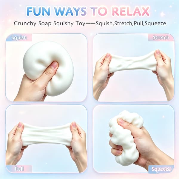 Rapea saippua-squishy, ASMR Rapea Squishy, Fidget-lelut aikuisille, Sensoriset lelut White