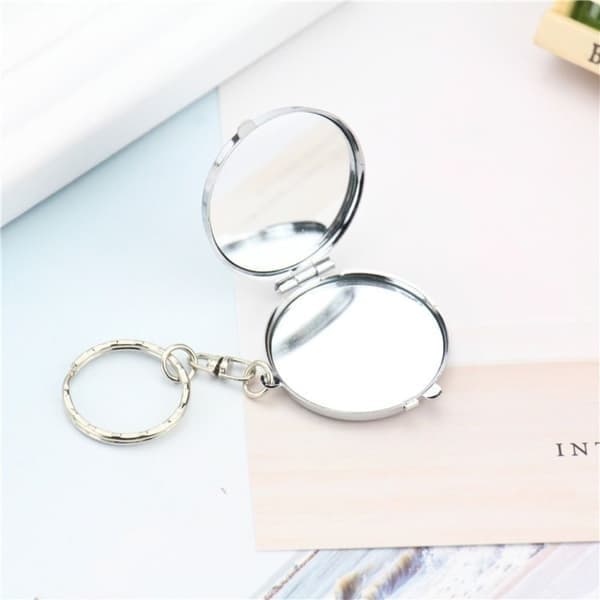 Sminkespeil i metall, lite rundt speil, avrundet Rounded Rounded