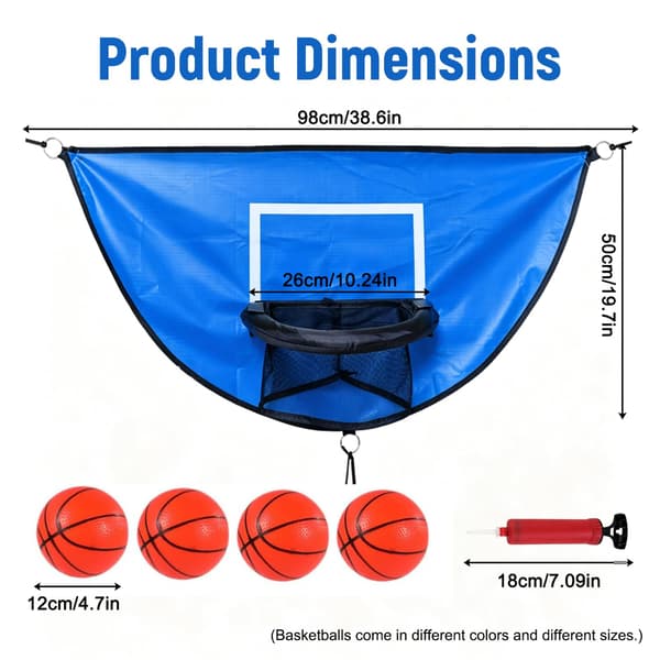 Trampolin basketkorg, med pump och 4 minibollar Blue