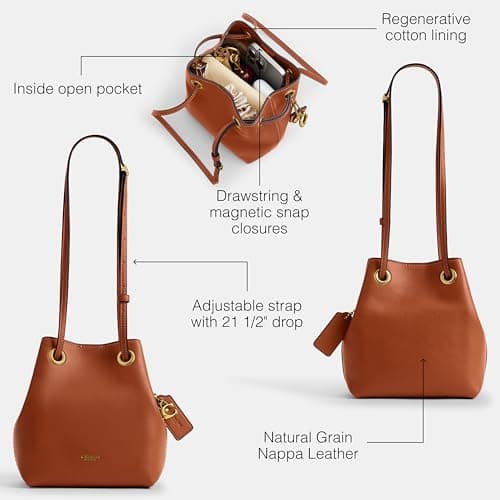 Coach Damväska i läder Jade Drawstring Bucket Bag Amber Brown