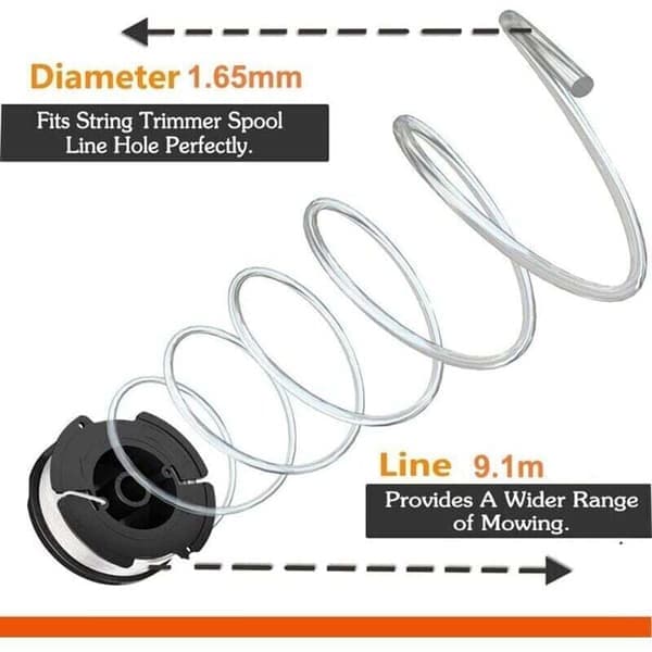 Nylon Trimmer Line Udskiftningsdele til Black & Decker A6481 A6485 AF - 100 (Linjelængde 9,1m Diameter ⌀1,65mm) (Black & Decker AF - 100, 2