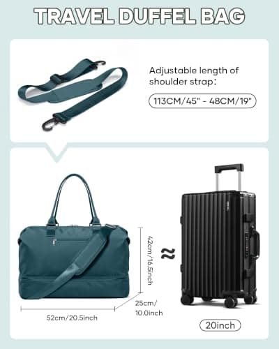 Resväska Weekender Bag Dam Tote Carry On Väskor Med Skofack L3-Blue