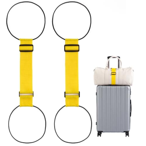 2-pack bagageremmar för resväskor, 25 färger, justerbar elastisk resväskrem med dubbel stabilitetsdesign, handsfree Yellow