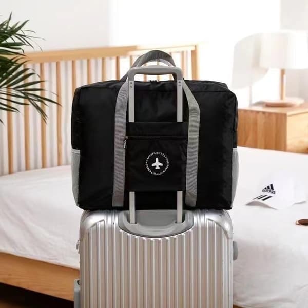 Lättviktsresväska, hopfällbar handbagage weekendväska Black