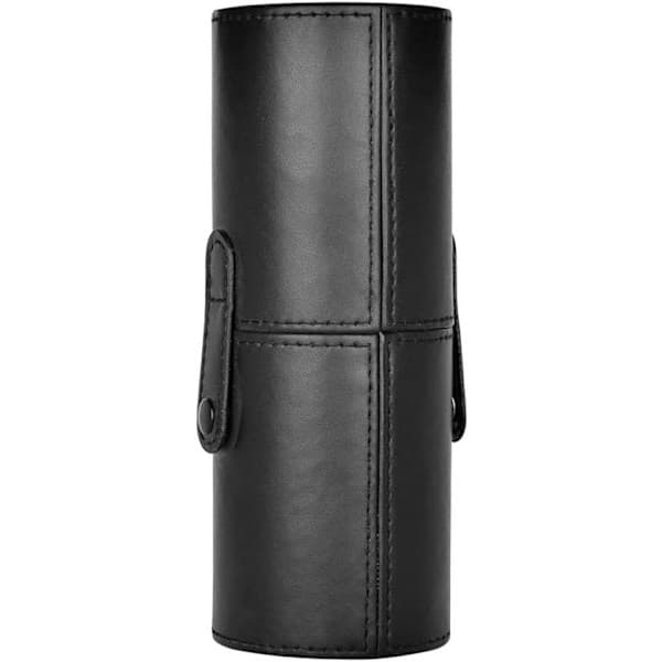 Læder makeupbørsteholder, bærbar, sort