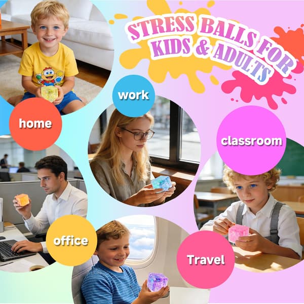 24-pack långsamt stigande isbit Squishy Stressbollar, Stresskub för vuxna och barn 24p Stress Cube