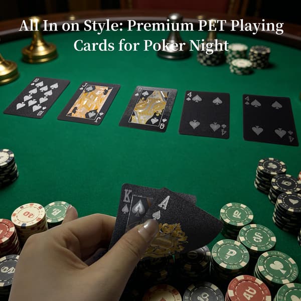 Sorte vandtætte spillekort, premium plastik poker sæt, fleksibel PVC