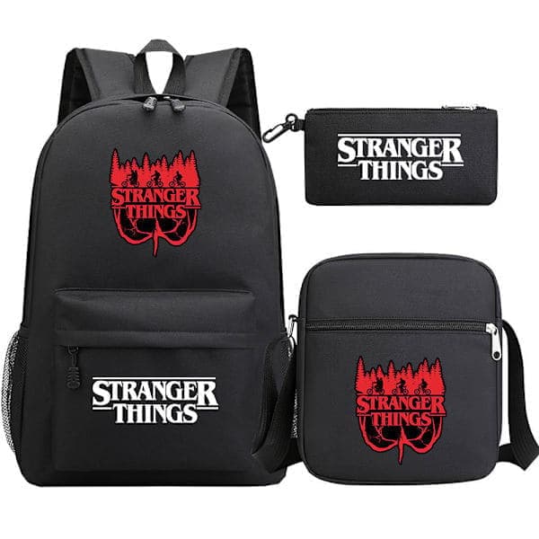 Stranger Things Ryggsäck 3-delat set Student Skolväska Canvasväska 16 3PCS/Set 16 16