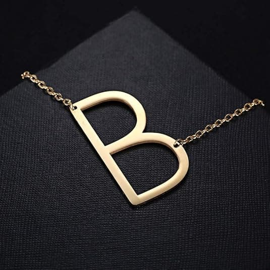 Side Brev Halskæde Belagt Rustfrit Stål Stor Bogstav Vedhæng Skrift Navn Halskæde Monogram til Kvinder