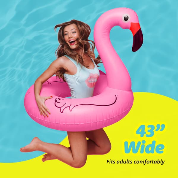 Flamingo Pool Float med soldrevne LED-lys, 43 x 34 tommer oppustelig