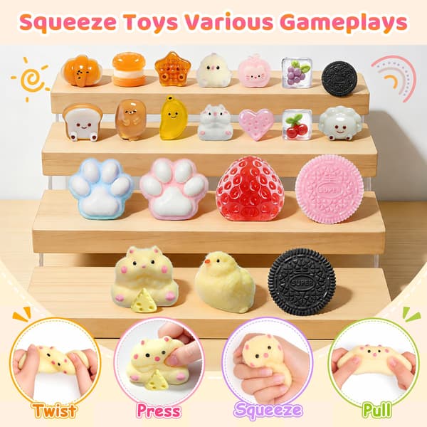 22-delars Taba Squishy Leksaksset, Kattassar Squishy Pack för Stresslindring