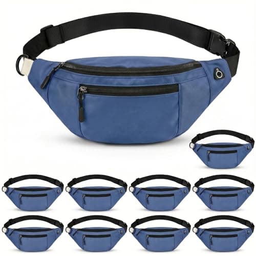 10-pack stålblå magväskor i bulk för män och kvinnor, crossbody midjeväska Steel Blue