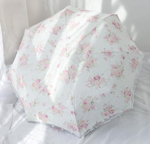 Blonde Blomster 3-Fold Paraply UPF 50+ UV-Beskyttelse Rejseparasol til Regn og Sol Auto-02Purple