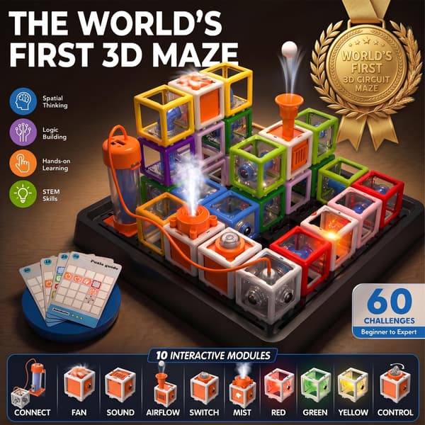 2026 Nytt 3D-kretslabyrintbrädspel, STEM-kit för barn i åldrarna 8-14 Premium Version