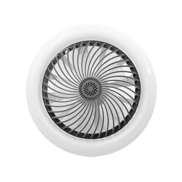 LED-ventilator, lampe med E27-fatning, roterende mini-loftventilatorlampe, med fjernbetjening
