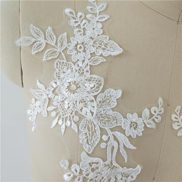 1 par blondeapplikation patch spejl blomst blad broderi blonde