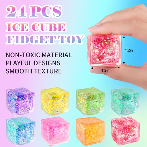 24-pack långsamt stigande isbit Squishy Stressbollar, Stresskub för vuxna och barn 24p Stress Cube