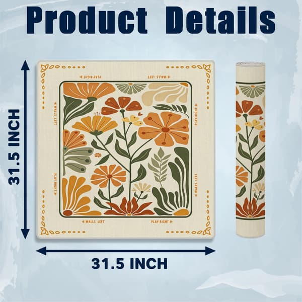 Orange Beige Grøn Boho Blomster Mahjong Måtte til Bord 31.5\"x 31.5\" Green Boho