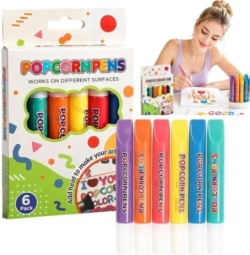 Magic Popcorns Penner 3D Oppblåsbart Tegnesett, Boblekunstmarkører for Håndverk 1 Pack