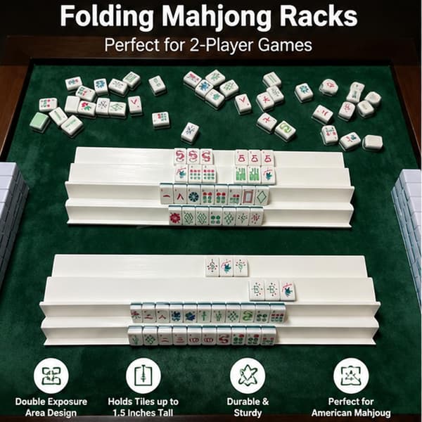 Sammenleggbare Mahjong-stativ med dobbelt eksponeringsområde for 2-spiller Mahjong (2 stk) 2