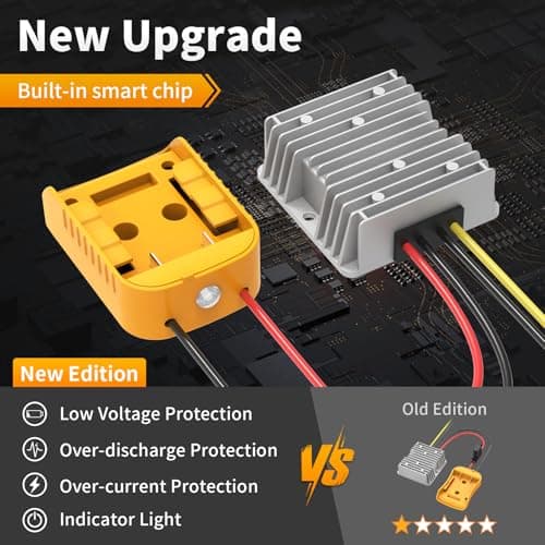 2-pak 20V til 12V Step-Down Konverter Kompatibel med Dewalt 20V Batteri Upgraded 2 Pack