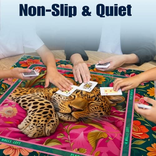 Maksimalistisk lyserød blomstret leopard Mahjong måtte til bord 31,5\"x 31,5\" Floral Leopard