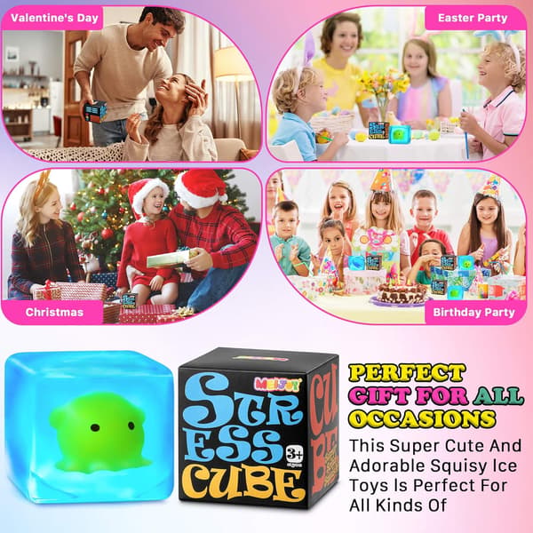 Lysende i mørke blæksprutte Squishy Stress Terning, Sensorisk Fidget Legetøj til Autisme Angstlindring, Påskekurvfyld Octopus2