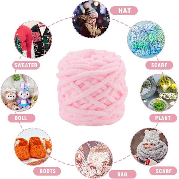 Garn 4x Garn til hekling, mykt tykt til prosjekter Lys rosa light pink