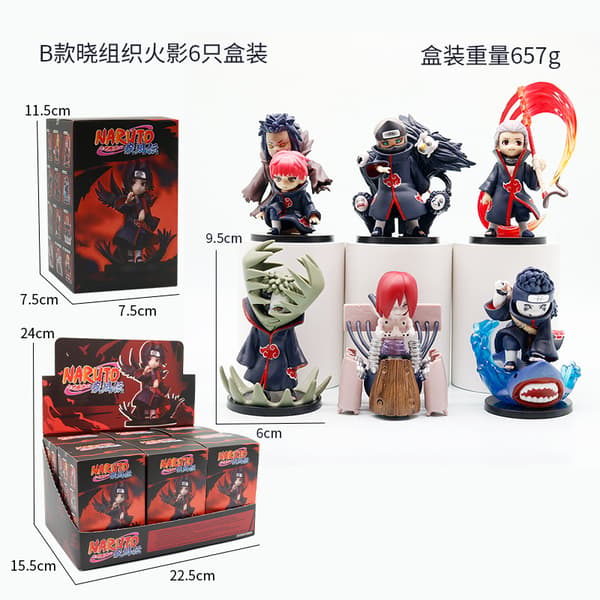 Naruto Shippuden Akatsuki Battle Blind Box Figur Anime Samlarobjekt Skrivbord