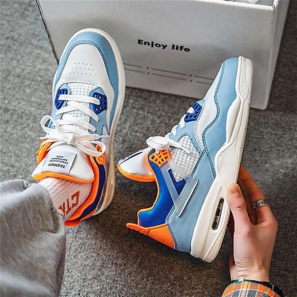 Sneakers, åndbare løbesko til mænd, modesportssko til kvinder 02, hvidblå, størrelse 42 WhiteBlue 42