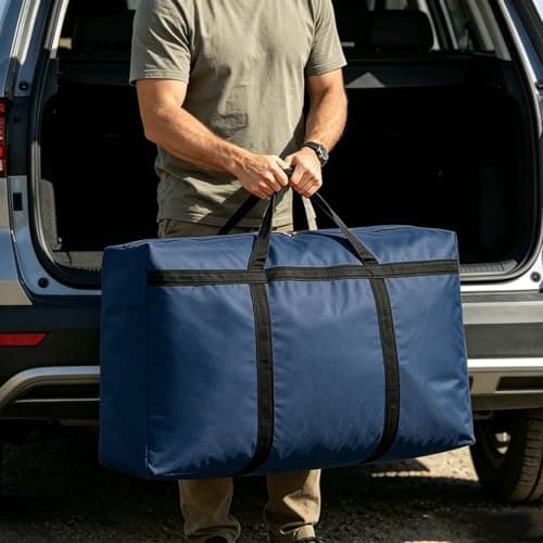 Stor Rejsetaske Sammenfoldelig Opbevaringstaske Overdimensioneret Flyttetaske Multifunktionel Håndbagage, Blå, Medium Blue Medium