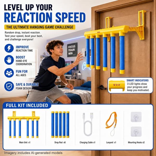 Oppgradert Reflex Drop Sticks Utfordringsspill Over-dør-brakettversjon Blue(Without Remote Control)