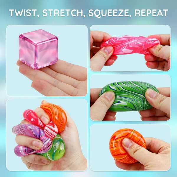 4 st Mini Stresskub Långsamt Stigande Squishy Fidget Leksaker Iskub Stressbollar