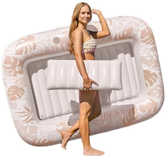 Solarium - Solseng - Solpool - Lounge Solseng - Oppustelig til Poolen - Voksen Badering med Pude - 180x120 Cm