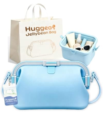 Silikon strandveske med stropp, vanntett flytende tote Blue Large